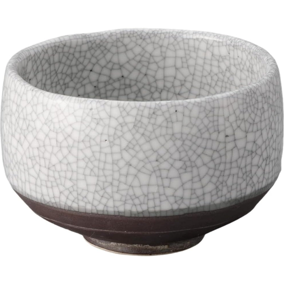 White Ink Crackle Matcha Bowl