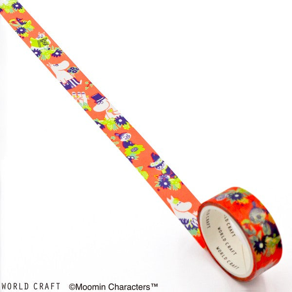 Unrolled Moomin floral washi tape on white background