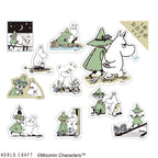 Moomin and Snufkin clear flake stickers with sage green accents for journaling