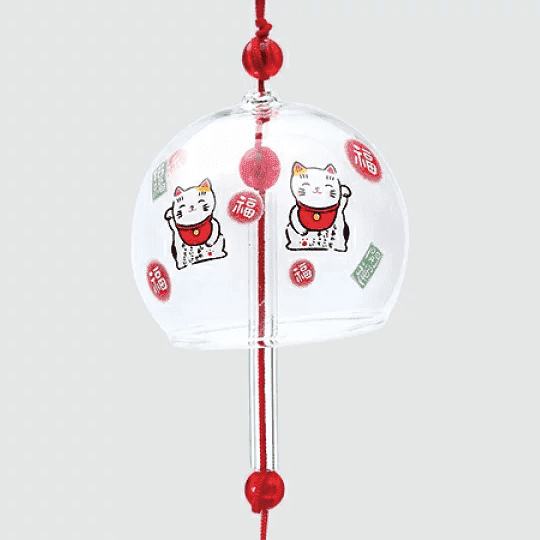 Yakushigama Beckoning Cat Glass Wind Chime
