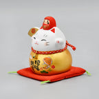 Yakushigama Daruma Maneki-Neko Sakura Gold Piggy Bank - Large