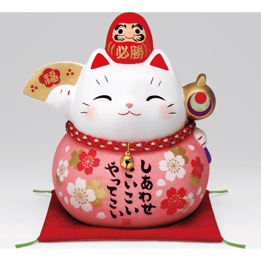 Yakushigama Daruma Maneki-Neko Sakura Pink Piggy Bank