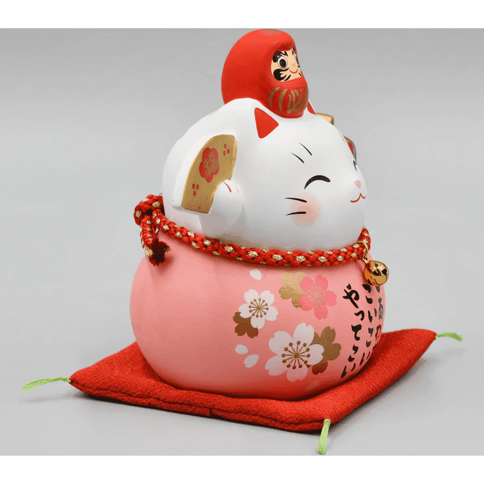 Yakushigama Daruma Maneki-Neko Sakura Pink Piggy Bank