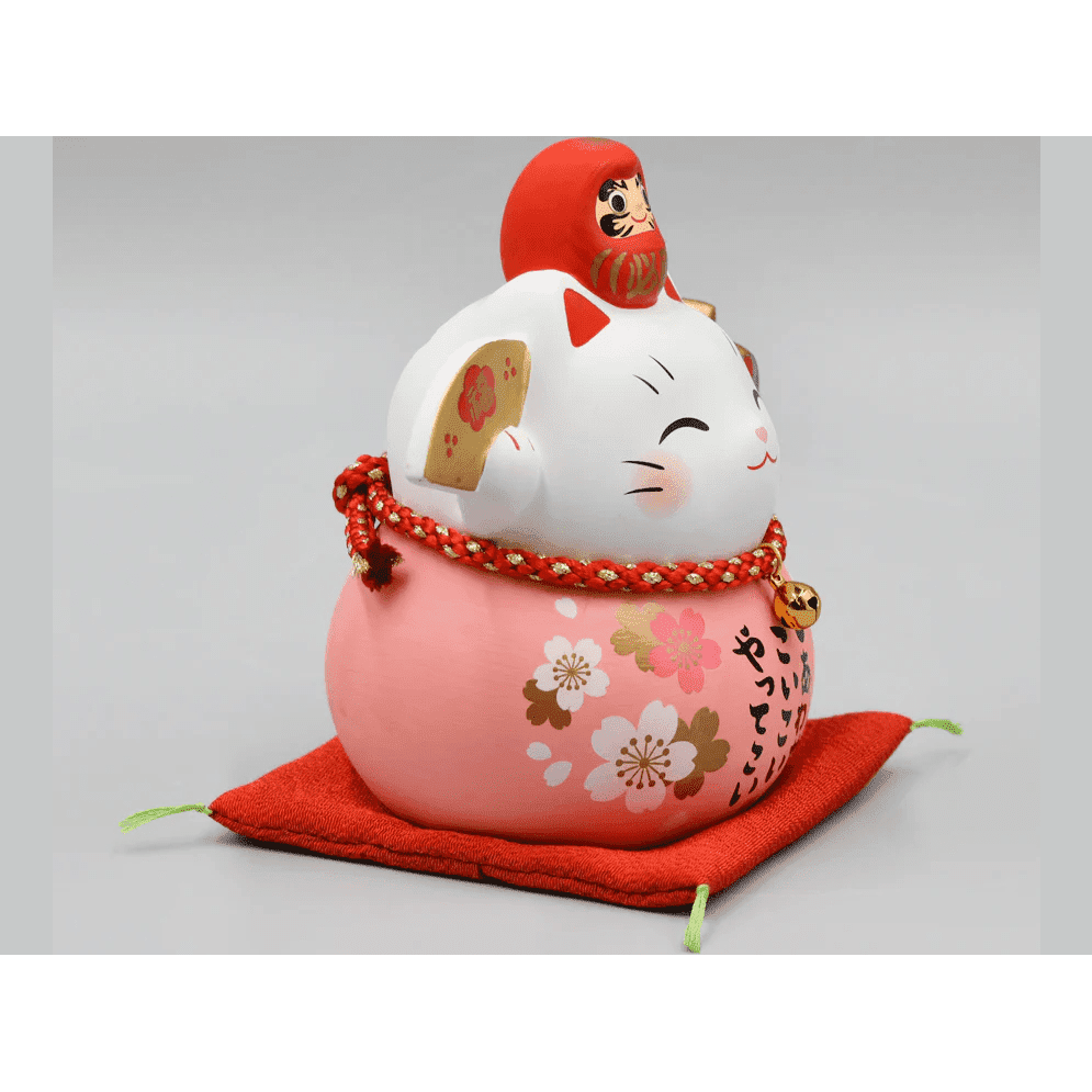 Yakushigama Daruma Maneki-Neko Sakura Pink Piggy Bank