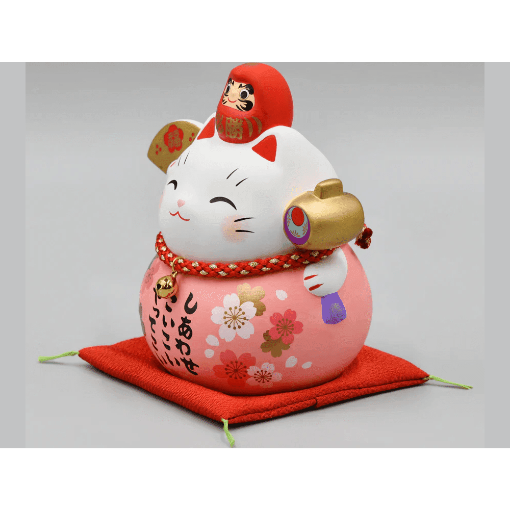 Yakushigama Daruma Maneki-Neko Sakura Pink Piggy Bank