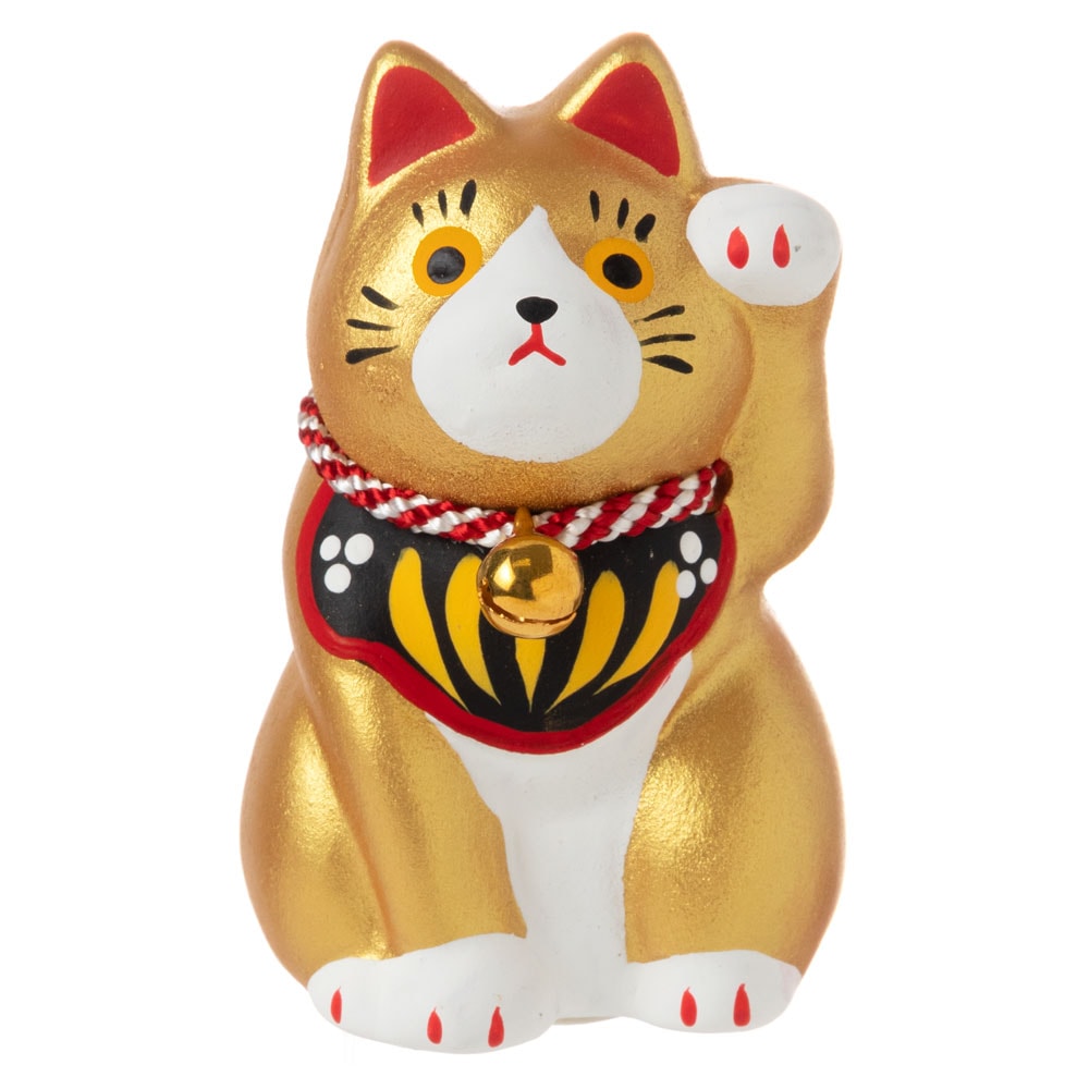 Yakushigama Folk Art Gold Beckoning Cat S
