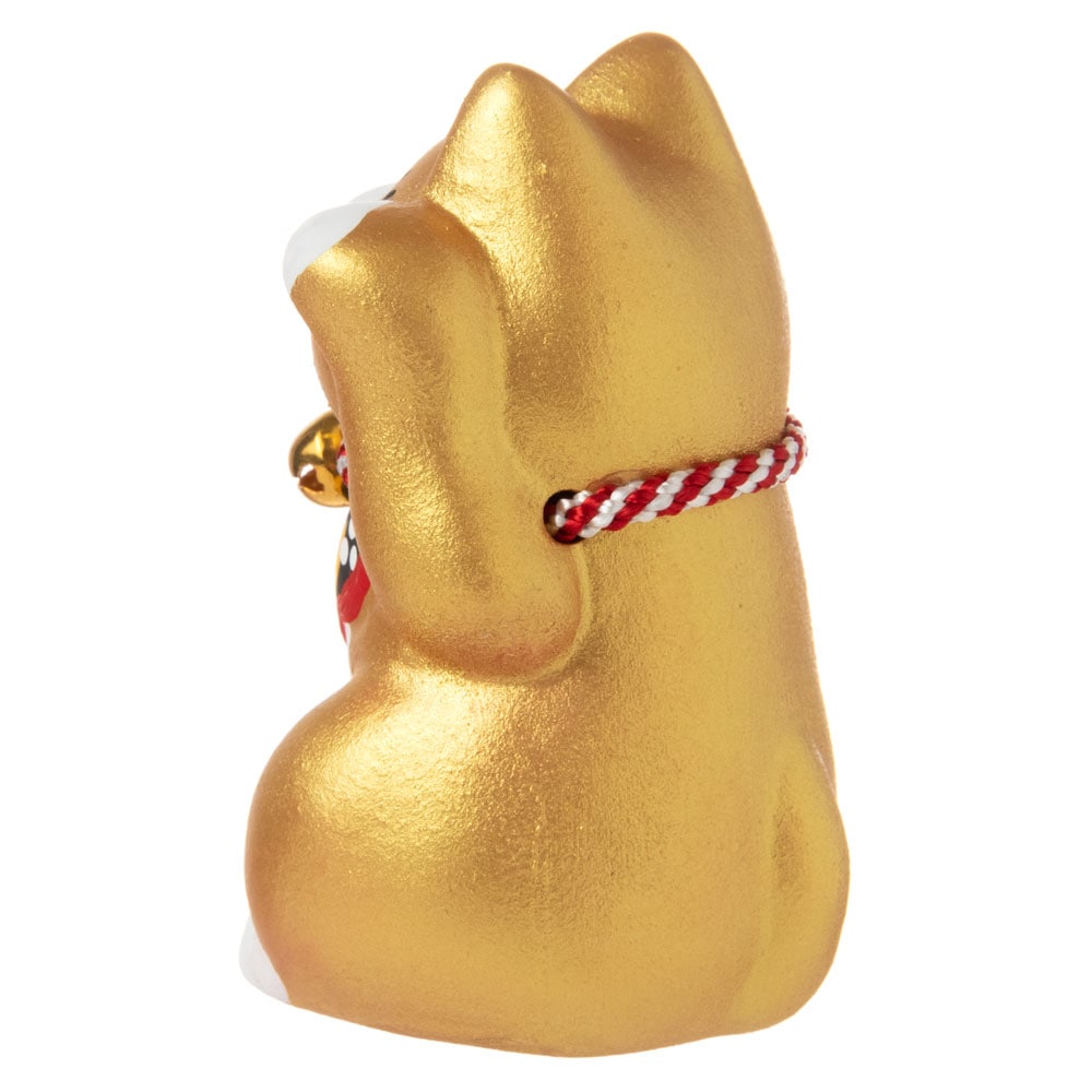 Yakushigama Folk Art Gold Beckoning Cat S