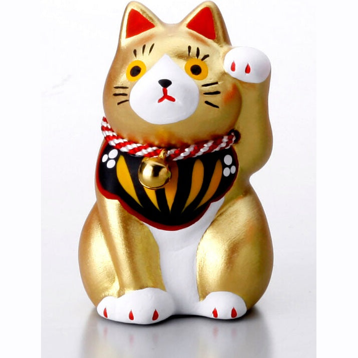 Yakushigama Folk Art Gold Beckoning Cat S