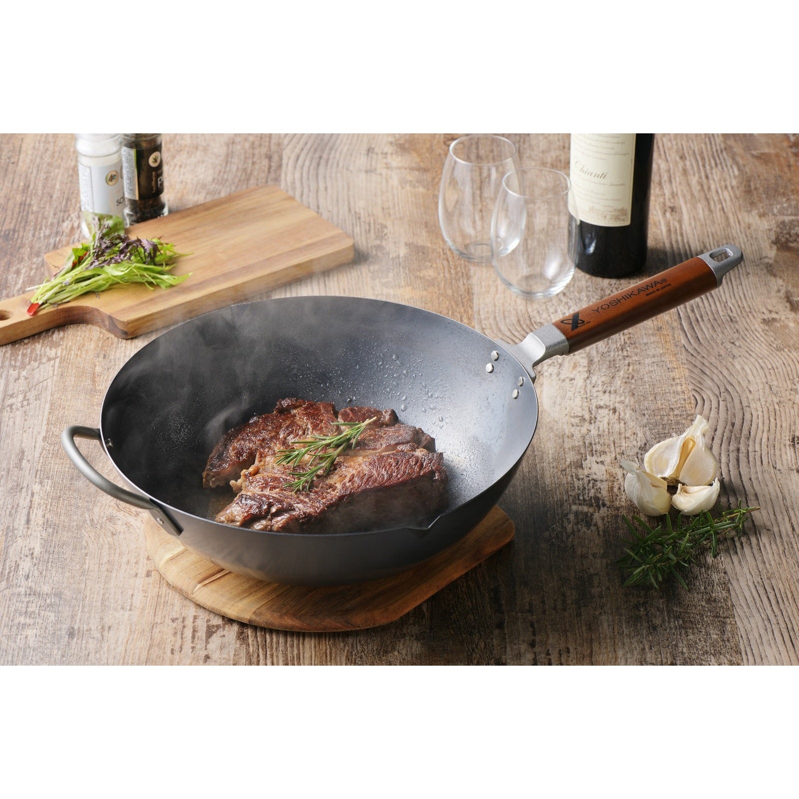 Yoshikawa Nitrided Iron Wok 33cm