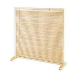 Youbi Paulownia Wood Partition with horizontal slats and curved feet