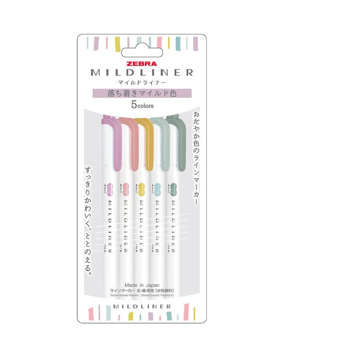 Zebra Mildliner Highlighter 5-Colour Set