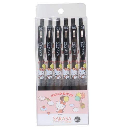Zebra Sanrio Sarasa Clip 0.5mm Gel Pen 6P Set - Black - Hello Kitty