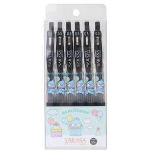 Zebra Sanrio Sarasa Clip 0.5mm Gel Pen 6P Set - Black - Hangyodon