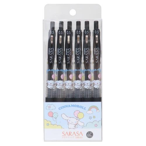 Zebra Sanrio Sarasa Clip 0.5mm Gel Pen 6P Set - Black - Cinnamoroll