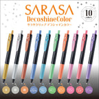 Zebra Sarasa Clip Gel Pen Deco Shine 10-Colour Set