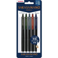 Zebra Sarasa Nano 5-pack vintage gel ink roller pens 0.38mm in assorted colors retail packaging