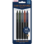 Zebra Sarasa Nano 5-pack vintage gel ink roller pens 0.38mm in assorted colors retail packaging
