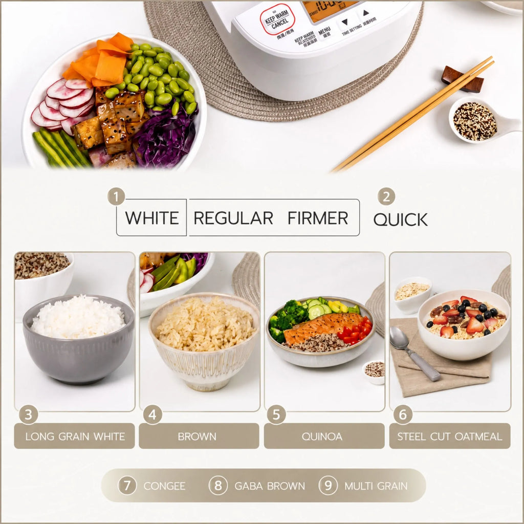 Grain types the Zojirushi NW-YAQ can cook