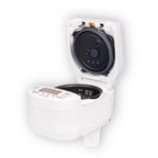 Zojirushi NW-YAQ rice cooker with the lid open showing the inner pan