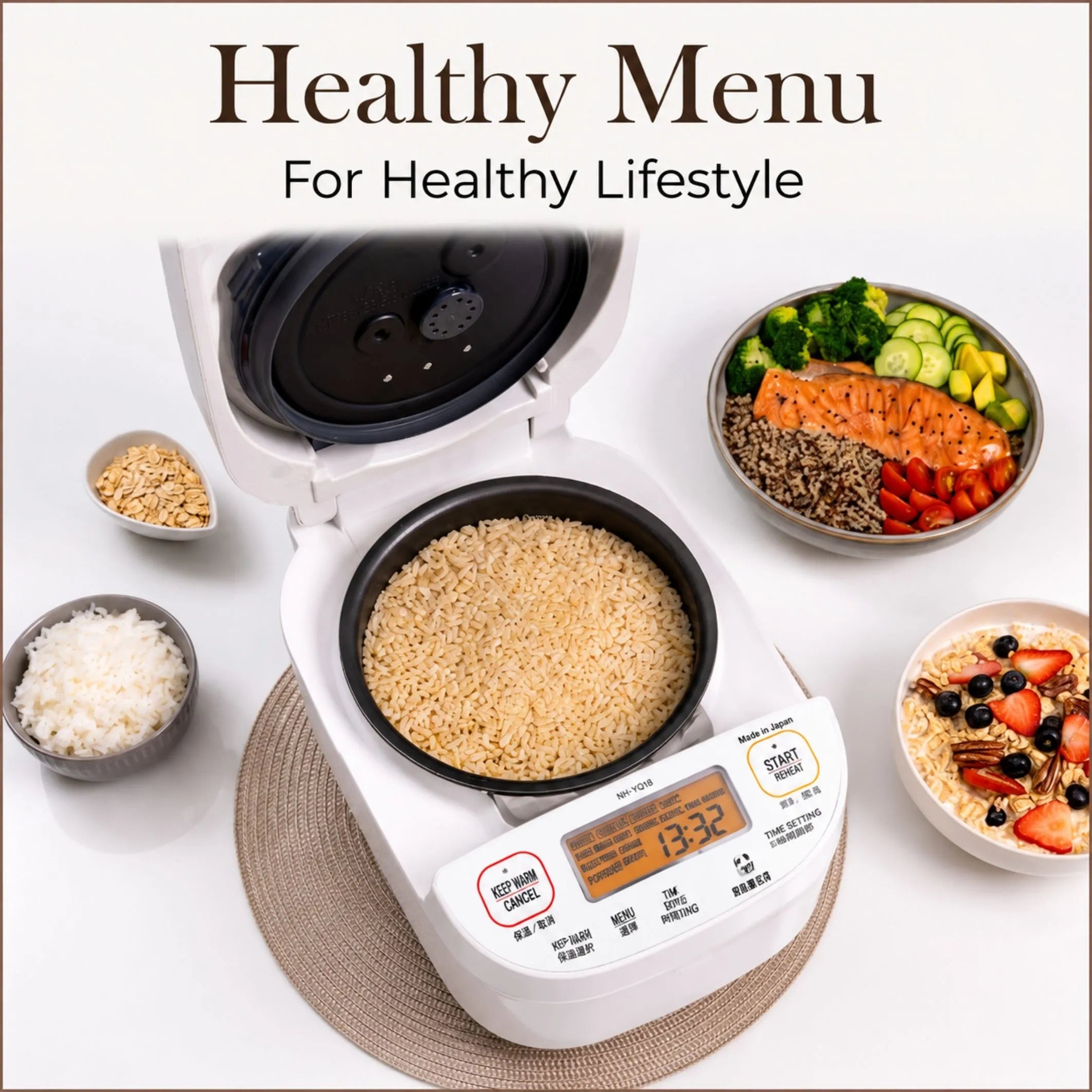 Healthy cooking menus including brown rice, GABA brown rice and quinoa