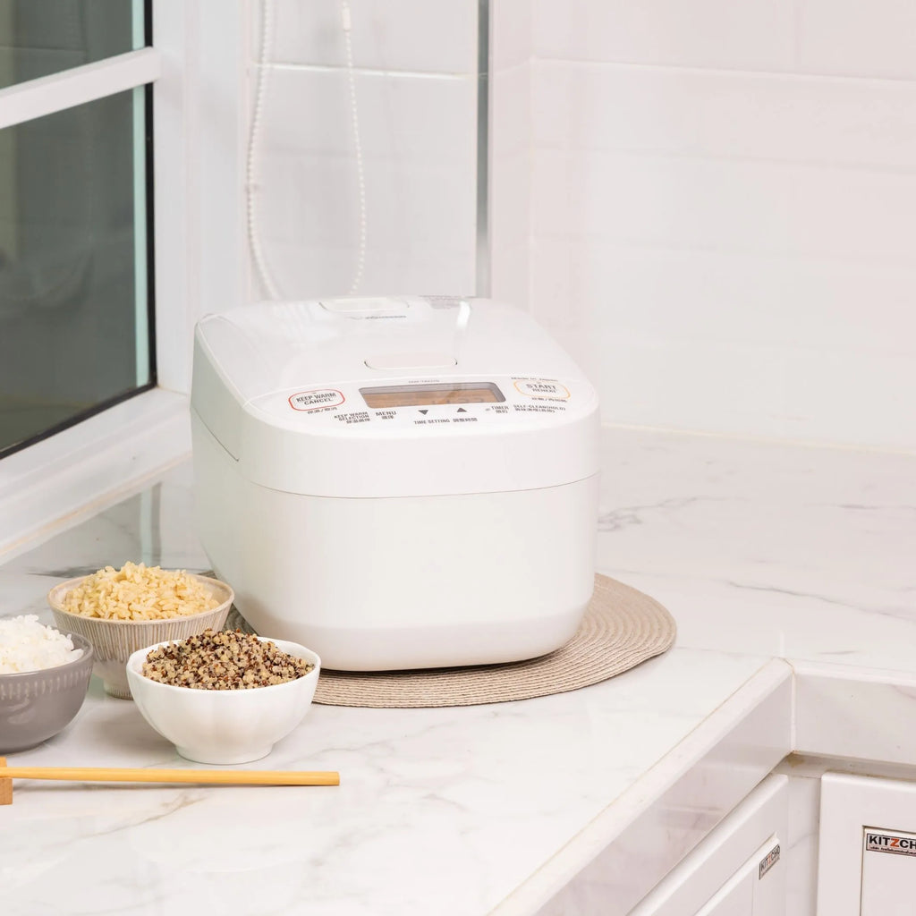 Zojirushi NW-YAQ rice cooker in a kitchen setting