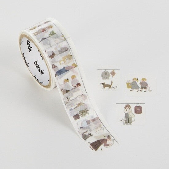 bande Decorative Masking Roll Sticker - Washing Together, Cat and Me