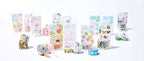 Collection of assorted stationery sticker rolls featuring fruit, animal, and floral patterns