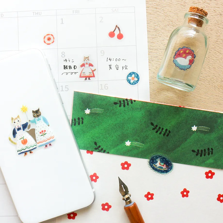 cozyca Aiko Fukawa Clear Sticker Sheet Cats and Buttons