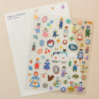 cozyca Aiko Fukawa Clear Sticker Sheet Cats and Buttons