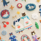 cozyca Aiko Fukawa Clear Sticker Sheet Cats and Buttons