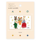 Aiko Fukawa square fridge magnet with rabbits and flowers illustration