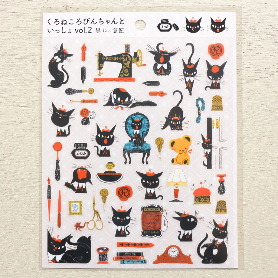 cozyca Kuroneko Isho Clear Sticker Sheet, Robinchan vol.2