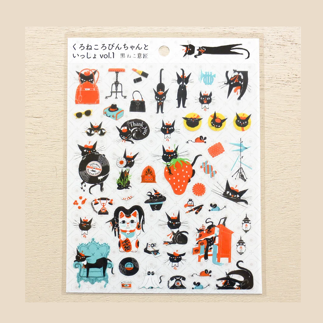 cozyca Kuroneko Isho Clear Sticker Sheet, Robinchan vol.1