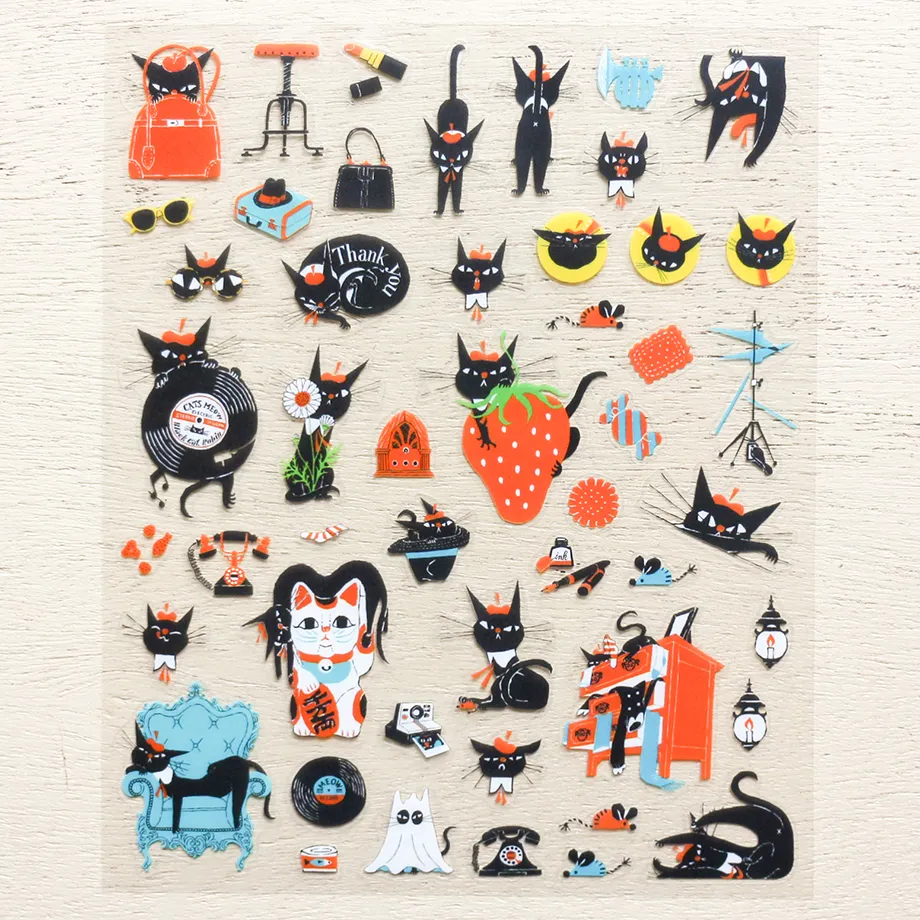 cozyca Kuroneko Isho Clear Sticker Sheet, Robinchan vol.1