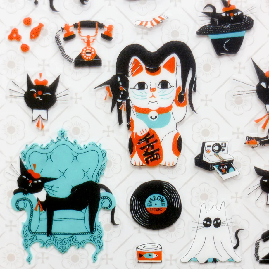 cozyca Kuroneko Isho Clear Sticker Sheet, Robinchan vol.1
