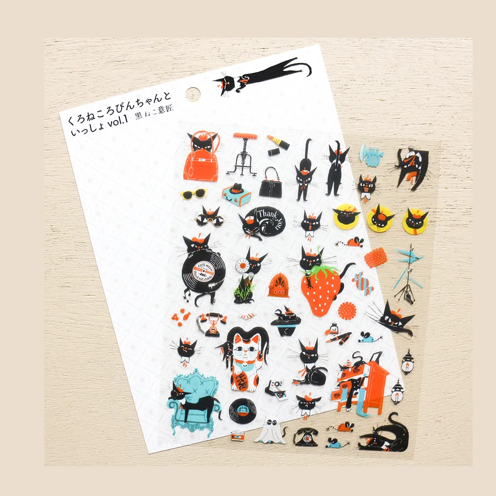 cozyca Kuroneko Isho Clear Sticker Sheet, Robinchan vol.1
