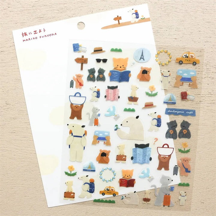 cozyca Mariko Fukuoka Clear Sticker Sheet, Let's Go on a Trip