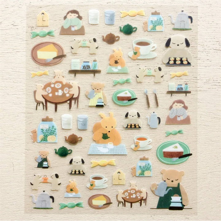 cozyca Mariko Fukuoka Clear Sticker Sheet, Tea Time