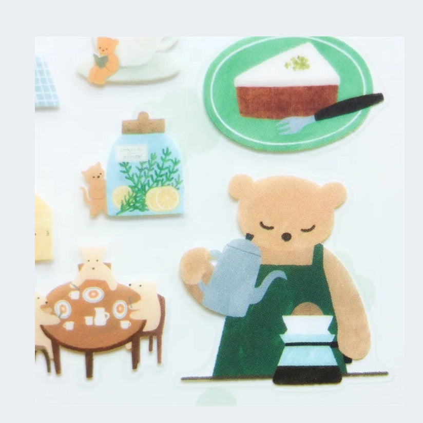 cozyca Mariko Fukuoka Clear Sticker Sheet, Tea Time