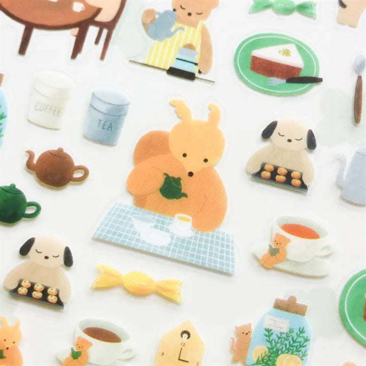 cozyca Mariko Fukuoka Clear Sticker Sheet, Tea Time