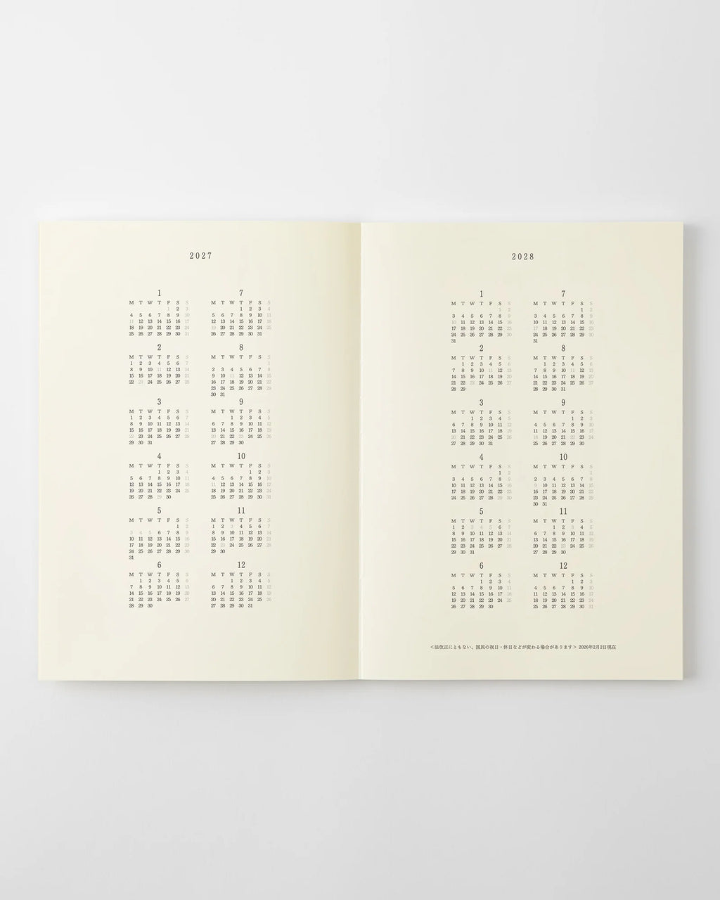 Midori MD Notebook Diary A5 Thin 2027