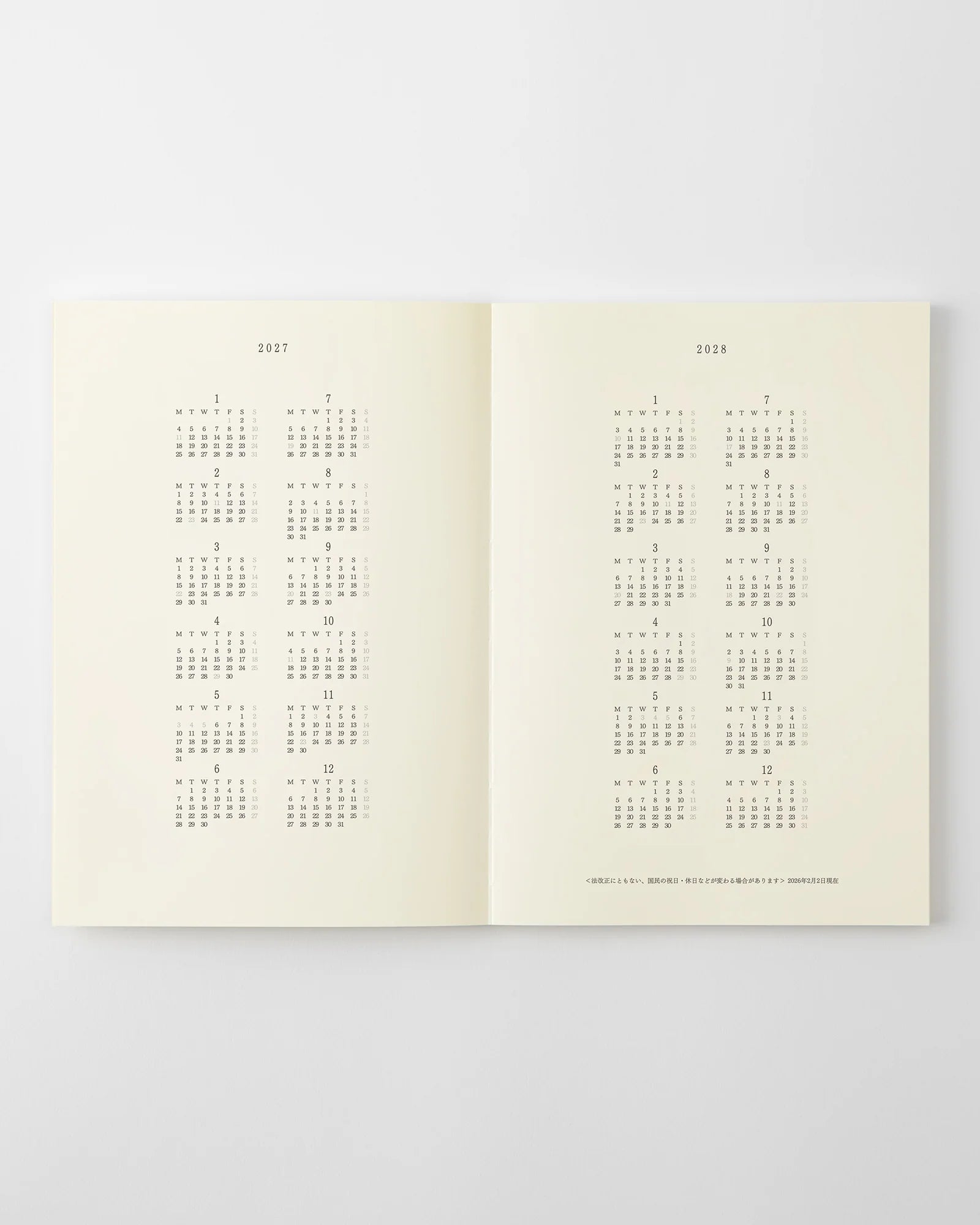 Midori MD Notebook Diary A5 Thin 2027