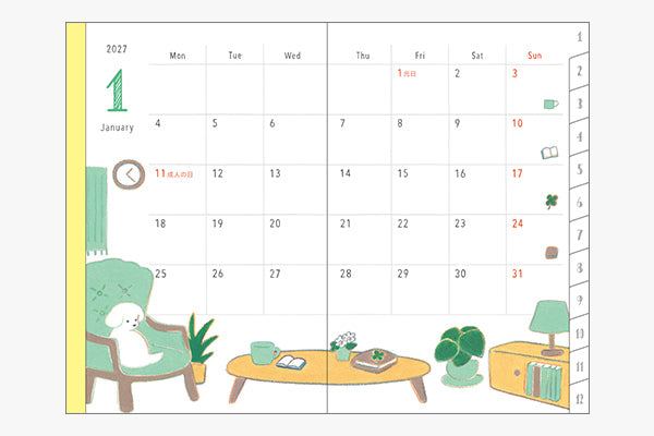 Midori Pocket Diary Mini Dog 2027