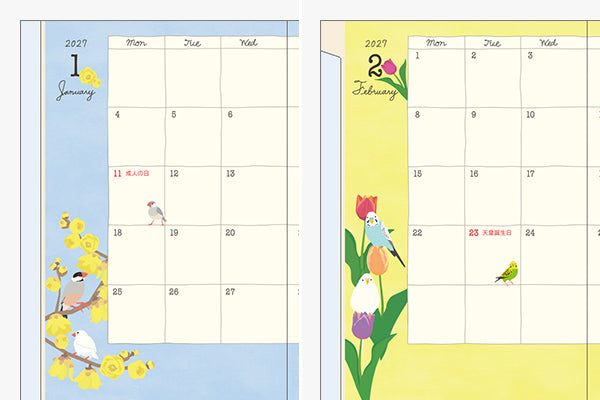 Midori Pocket Diary Mini Bird 2027