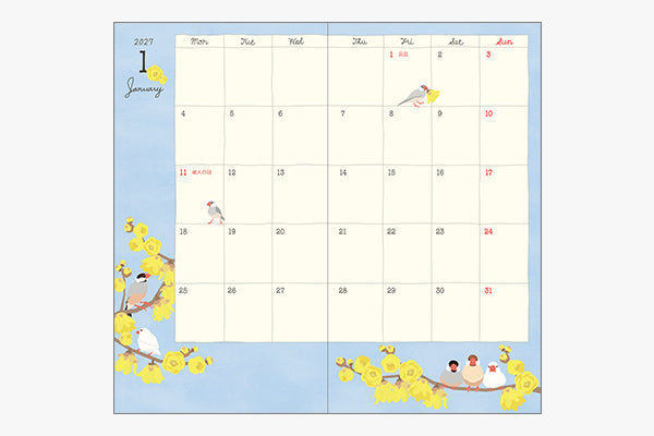 Midori Pocket Diary B6 Slim Bird 2027