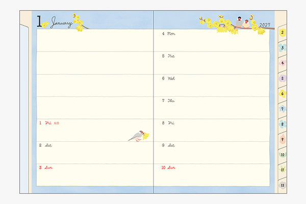 Midori Pocket Diary A6 Bird 2027
