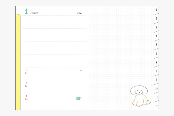 Midori Pocket Diary B6 Dog 2027
