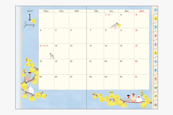 Midori Pocket Diary B6 Bird 2027