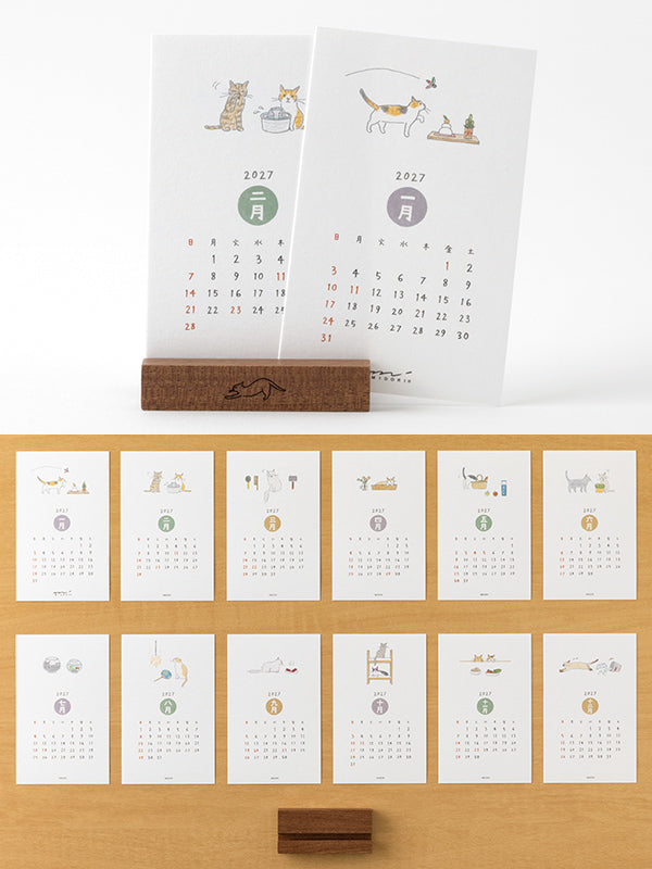 Midori Stand Calendar Cat 2027