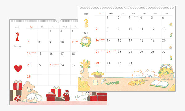 Midori Calendar Wall-Hanging L Dog 2027